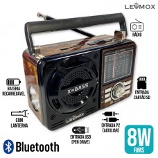 Caixa de Som Bluetooth Retrô LES-1088A Lehmox - Marrom